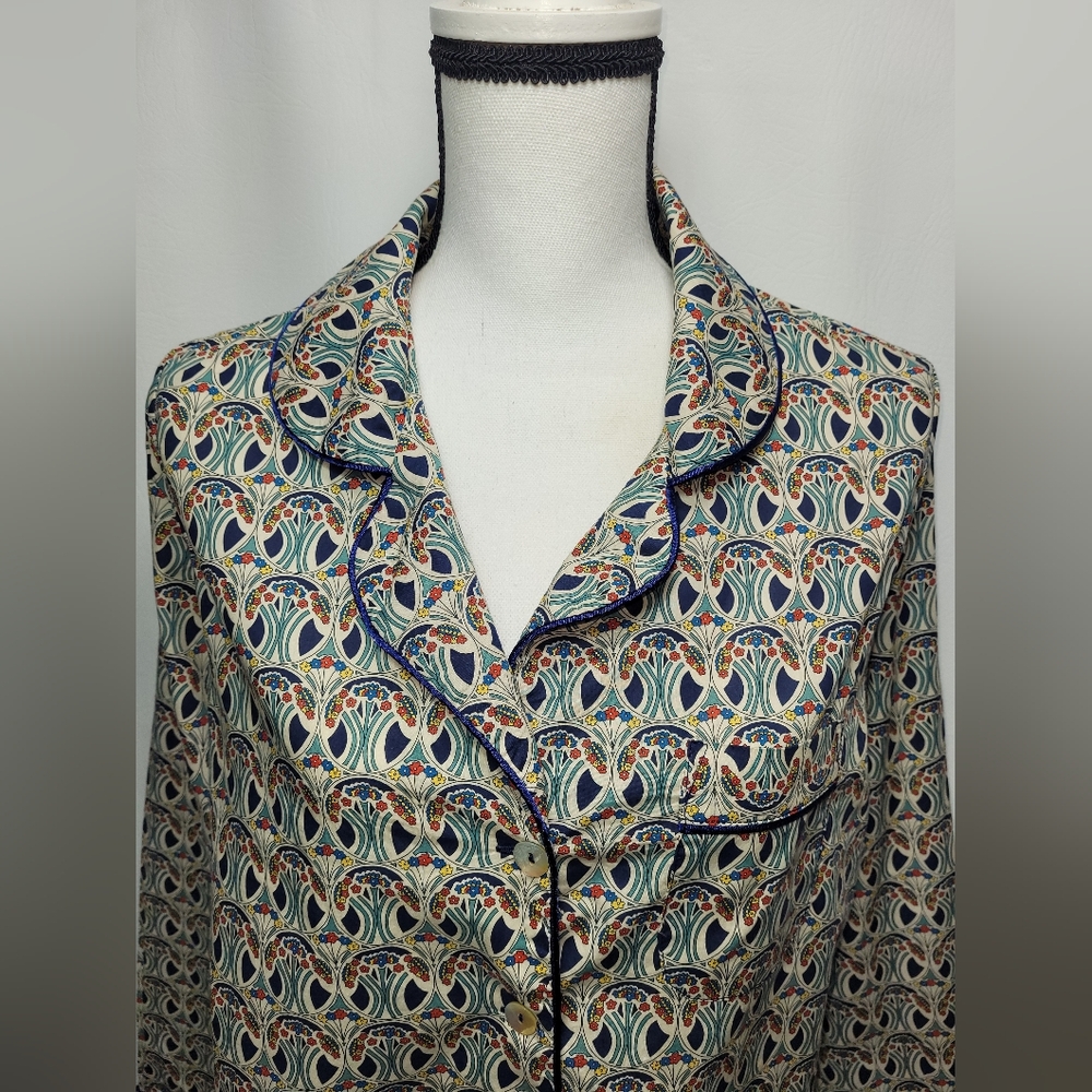 Liberty Of London Tana Lawn Cotton Fabric "Mauverina" Pajama Top - Picture 4 of 12
